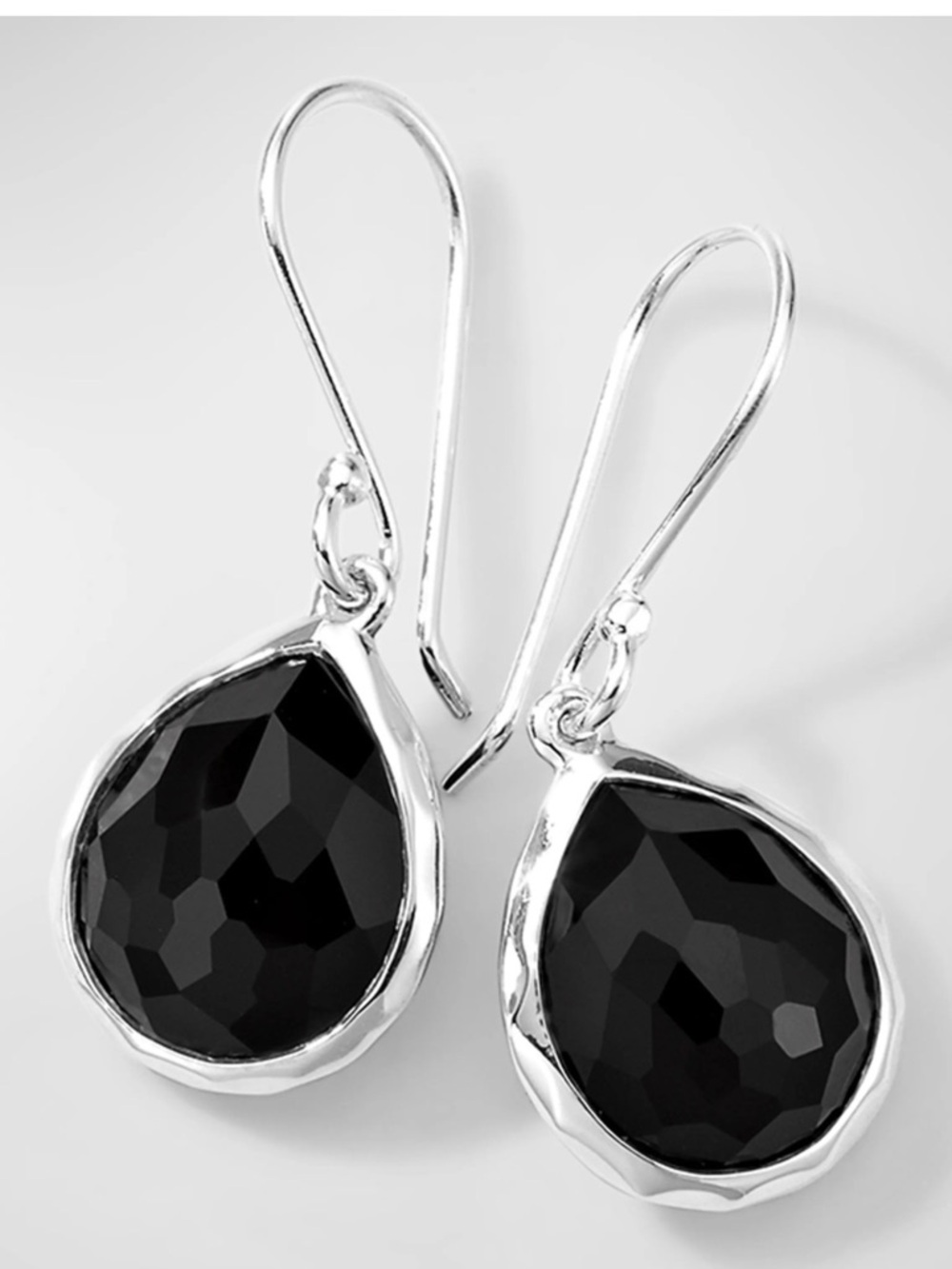 Ippolita Sterling Silver 925 ROCK CANDY MINI TEARDROP EARRINGS IN ONYX